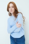 MAGLIA PARICOLLO BASIC MISTO CASHMERE CELESTE