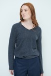 MAGLIA SCOLLO V BASIC MISTO CASHMERE GRIGIO ANTRACITE