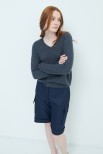 MAGLIA SCOLLO V BASIC MISTO CASHMERE GRIGIO ANTRACITE