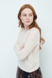 MAGLIA SCOLLO V BASIC MISTO CASHMERE BEIGE