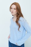 MAGLIA SCOLLO V BASIC MISTO CASHMERE CELESTE