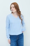 MAGLIA SCOLLO V BASIC MISTO CASHMERE CELESTE