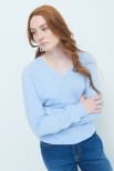 MAGLIA SCOLLO V BASIC MISTO CASHMERE CELESTE