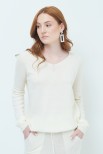 MAGLIA SCOLLO V BASIC MISTO CASHMERE CREMA