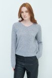 MAGLIA SCOLLO V BASIC MISTO CASHMERE GRIGIO