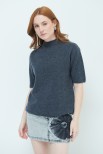 MAGLIA MEZZOCOLLO MEZZA MANICA MISTO CASHMERE GRIGIO ANTRACITE