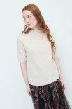 MAGLIA MEZZOCOLLO MEZZA MANICA MISTO CASHMERE BEIGE