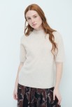 MAGLIA MEZZOCOLLO MEZZA MANICA MISTO CASHMERE BEIGE