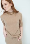 MAGLIA MEZZOCOLLO MEZZA MANICA MISTO CASHMERE CAMMELLO