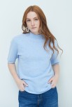 MAGLIA MEZZOCOLLO MEZZA MANICA MISTO CASHMERE CELESTE