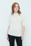 MAGLIA MEZZOCOLLO MEZZA MANICA MISTO CASHMERE CREMA