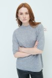 MAGLIA MEZZOCOLLO MEZZA MANICA MISTO CASHMERE GRIGIO