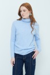 MAGLIA COLLO ALTO MISTO CASHMERE CELESTE