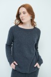 MAGLIA PARICOLLO CON COSTINA MISTO CASHMERE GRIGIO ANTRACITE