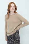 MAGLIA PARICOLLO CON COSTINA MISTO CASHMERE CAMMELLO