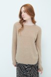 MAGLIA PARICOLLO CON COSTINA MISTO CASHMERE CAMMELLO