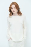 MAGLIA PARICOLLO CON COSTINA MISTO CASHMERE CREMA