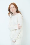 MAGLIA PARICOLLO CON COSTINA MISTO CASHMERE CREMA