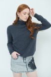 MAGLIA OVER COLLO ALTO MISTO CASHMERE GRIGIO ANTRACITE