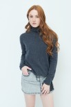 MAGLIA OVER COLLO ALTO MISTO CASHMERE GRIGIO ANTRACITE