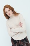 MAGLIA OVER COLLO ALTO MISTO CASHMERE BEIGE