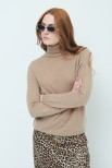 MAGLIA OVER COLLO ALTO MISTO CASHMERE CAMMELLO