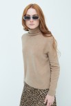 MAGLIA OVER COLLO ALTO MISTO CASHMERE CAMMELLO