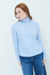 MAGLIA OVER COLLO ALTO MISTO CASHMERE CELESTE