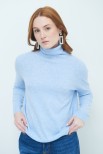 MAGLIA OVER COLLO ALTO MISTO CASHMERE CELESTE