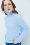 MAGLIA OVER COLLO ALTO MISTO CASHMERE CELESTE