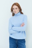 MAGLIA OVER COLLO ALTO MISTO CASHMERE CELESTE