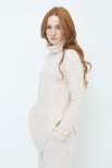 MAGLIA COLLO ALTO ASIMETRICA MISTO CASHMERE BEIGE