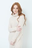 MAGLIA COLLO ALTO ASIMETRICA MISTO CASHMERE BEIGE