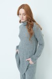 MAGLIA COLLO ALTO ASIMETRICA MISTO CASHMERE GRIGIO MEDIO