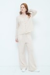 PANTALONE AMPIO CON TASCHE MISTO CASHMERE BEIGE