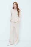 PANTALONE AMPIO CON TASCHE MISTO CASHMERE BEIGE