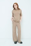 PANTALONE AMPIO CON TASCHE MISTO CASHMERE CAMMELLO