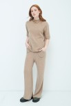 PANTALONE AMPIO CON TASCHE MISTO CASHMERE CAMMELLO