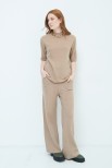 PANTALONE AMPIO CON TASCHE MISTO CASHMERE CAMMELLO