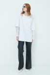 T-SHIRT OVER CON MANICHE PIZZO BIANCO