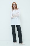 T-SHIRT OVER CON MANICHE PIZZO BIANCO