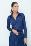 CAMICIA RASO CLASSICA BLU