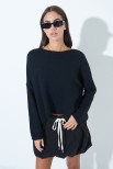 MAGLIA COLLO BARCHETTA STONDATA NERO