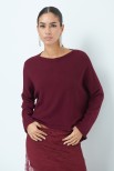 MAGLIA COLLO BARCHETTA STONDATA BORDEAUX