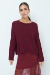 MAGLIA COLLO BARCHETTA STONDATA BORDEAUX