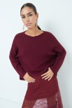 MAGLIA COLLO BARCHETTA STONDATA BORDEAUX