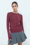 MAGLIA PARICOLLO LUREX BORDEAUX