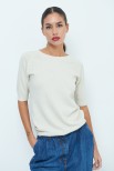 MAGLIA MEZZA MANICA LUREX BEIGE