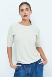 MAGLIA MEZZA MANICA LUREX BEIGE