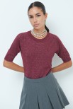 MAGLIA MEZZA MANICA LUREX BORDEAUX